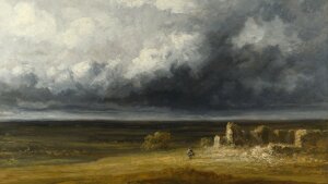 Georges Michel, Stormy Landscape with Ruins on a Plain, 1830