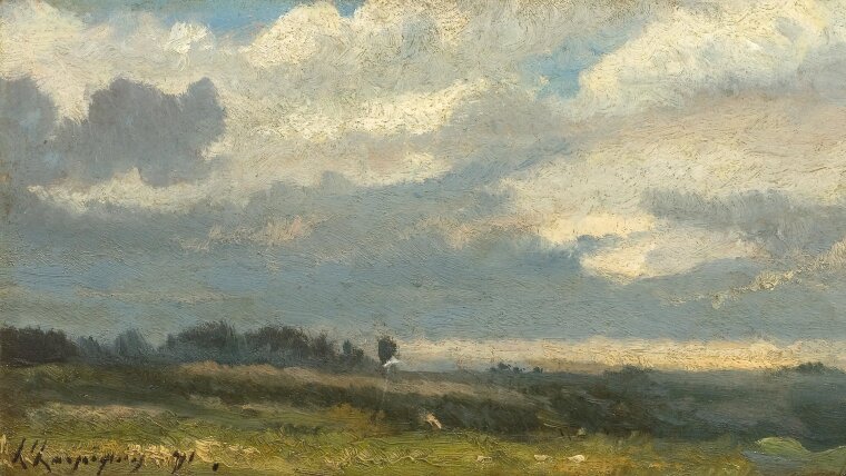 Henri Joseph Harpignies, Südfranzösische Landschaft in der Umgebung des Flusses Allier (1891) (Ausscnitt)